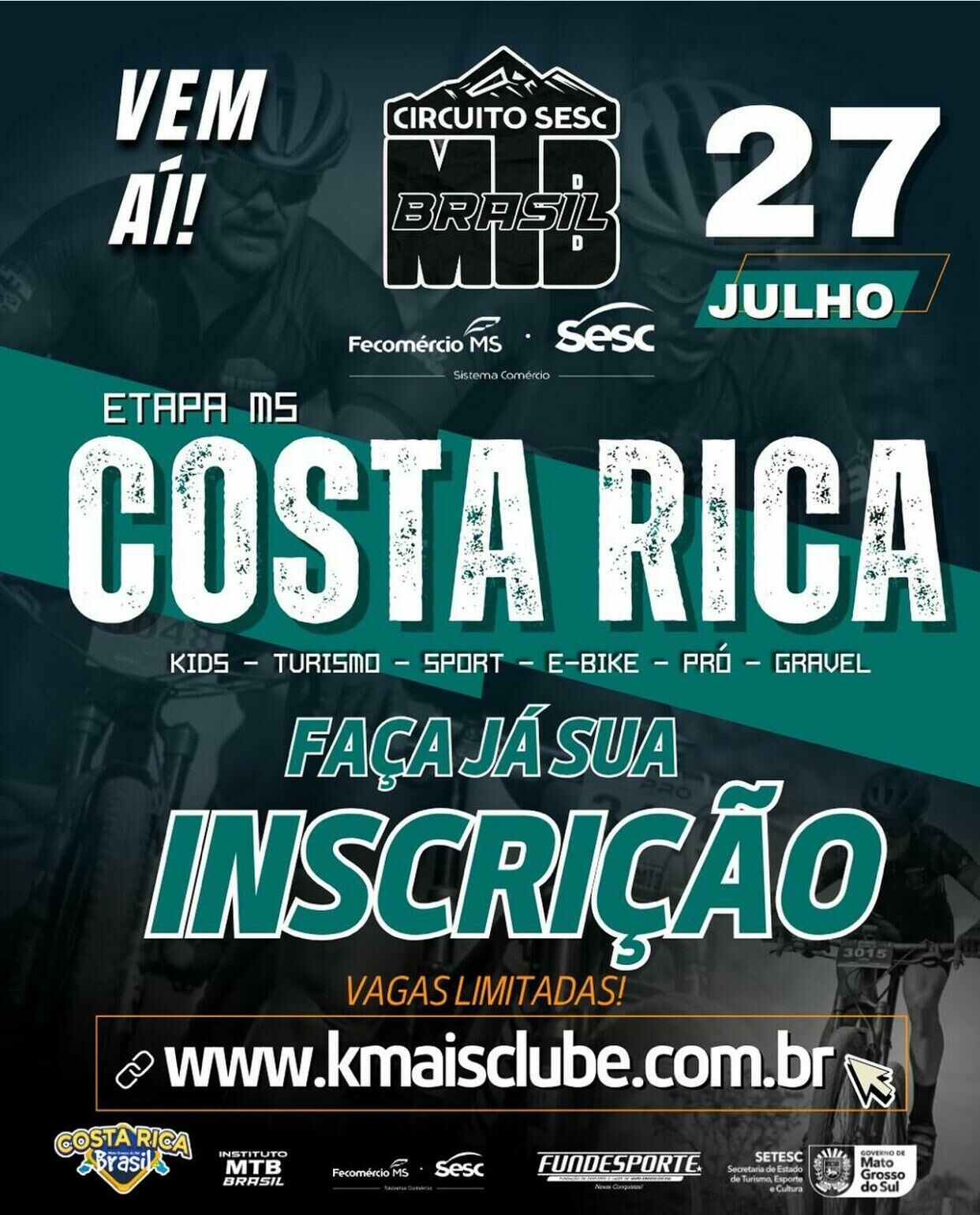 Imagem de compartilhamento para o artigo Costa Rica sediará Etapa MS do Circuito Sesc MTB Brasil com apoio da Prefeitura da MS Todo dia